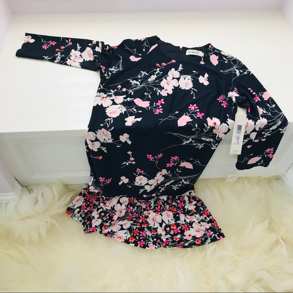 ELIZA J Long-Sleeve Floral-Print Ruffle-Hem Dress - Picture 3 of 7